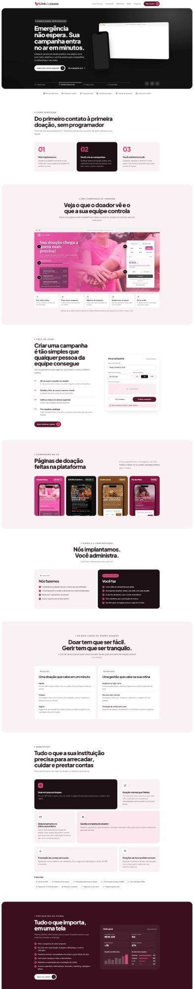 Página completa do portal Link da Causa